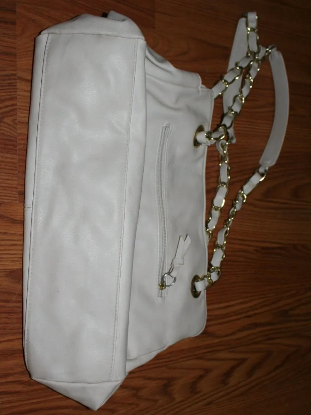 Nicole by Nicole Miller Suzie Tote Cream Gold Chain Shoulder Bag Classic Minimal